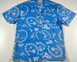 Vintage Malihini Hawaii Camicia Button Down Uomo M Blu Bianco, Fiori Mad... - $60.40
