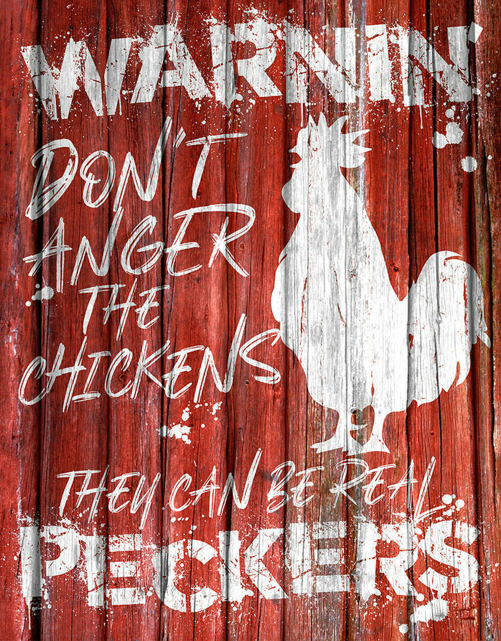 Chicken Warning Can Be Peckers Farm Rooster Kitchen Funny Humor Wall Metal Sign - $15.83
