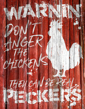 Chicken Warning Can Be Peckers Farm Rooster Kitchen Funny Humor Wall Metal Sign - £12.36 GBP