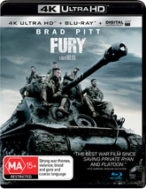 Fury 4K UHD Blu-ray / Blu-ray | Brad Pitt | Region A &amp; B - $27.02