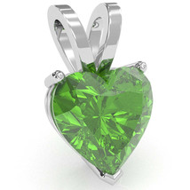 Peridot Heart Solitaire Pendant In 14k White Gold - £184.17 GBP