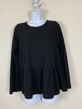 Caution To The Wind Womens Size M Black Stretch Knit Ruffle Blouse Long Sleeve - £8.49 GBP