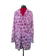 Express Shirt Blouse Purple Women Button Front Pockets Semi Sheer Size L... - $25.75