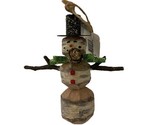 Katherine&#39;s Collection   Christmas OrnamentBirch Carved Resin Snowman Gr... - $7.71