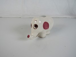 Vintage Rio Hondo Style Ceramic Elephant Figurine Pink Ears, Brown Eyes,   - $14.55