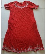 La Cera Women&#39;s  Red Dress Embroidered Flower Design - £21.76 GBP