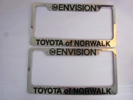 Pair of 2X Toyota of Norwalk Envision License Plate Frame Dealership Metal - £22.81 GBP