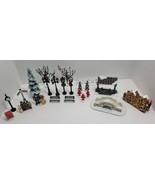 Christmas Village Trees Bridge Light Pole Bench Figurine Mix Lot Miniatu... - $29.02