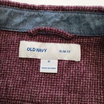 Old Navy Shirt Slim Fit Mens Burgundy Cotton Button Up Shirt Long Sleeve Size XL image 3