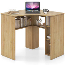 Corner Computer Desk Triangle Home Office Desk with Adjustable Shelf and Arc-Sha - $2,947.91 MXN