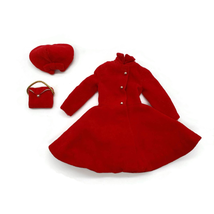 Vintage 1963 Barbie Mattel Skipper Red Velvet Dress Coat Hat Purse #1906 - £38.40 GBP