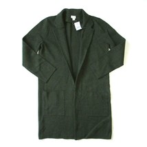 NWT J.Crew Factory Long Open Sweater Jacket in Heather Olive Cotton Cardigan M - £49.12 GBP