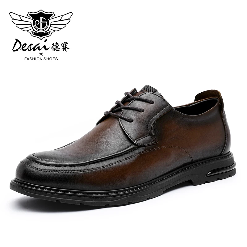  fashion men shoes for men genuine leather casual black derby lace up 2023 luxury brand thumb200