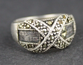 Sterling Silver &amp; Marcasite Ladies Ring X Cross .925 Size 7 Estate Sale! - £24.05 GBP