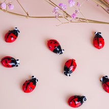 Lampwork Glass Beads Lot 15mm Ladybug Jewelry Making Supplies Set 10pcs - £6.88 GBP