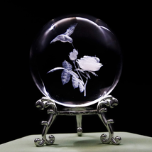 60Mm 3D Hummingbird Crystal Ball Paperweight Laser Engraved Humming Bird Figurin - £11.14 GBP