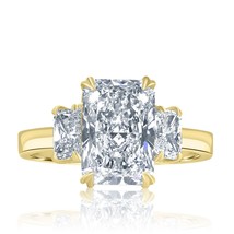 3 Stone IGI 3.15 CT Lab Grown Radiant Cut Diamond Ring 14k Yellow Gold 4.17 TCW - £3,100.75 GBP