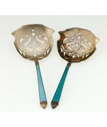 Gorgeous Watson Sterling Silver Enamel Pierced Spoon Two Piece Set! - $3,744.54 MXN
