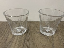 Partylite Lotus Blossom Candle Holders P8491 Clear Glass Floral Image Vo... - $19.21