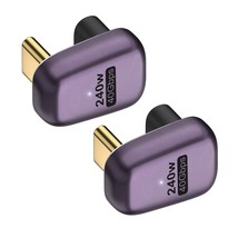 240W Usb C 180 Degree Adapter (2 Pack), U Shape Type C Male To Female 40Gbps Con - £14.60 GBP