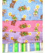 Fabric  Boyd Bears 4 Pc Sampler Pink Lavender Blue Holding onto a Star $... - $3.50