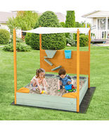 Kids Sandbox with Sand Wall w/ Removable Canopy for Kids 3-8 Years Old - €164,33 EUR