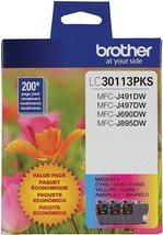 The Brother Genuine Lc30113Pks 3-Pack Standard Yield Color Ink Cartridges, Page - £29.45 GBP