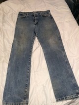 Vintage Wrangler Mens 35 X 33 Jeans Thrashed Cowboy Denim Stained Ripped 80s 90s - £15.57 GBP
