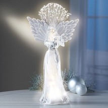 Fiber Optic Lighted Angel with Harp Christmas Figurine Holiday Table Centerpiece - $33.99