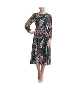 Tommy Hilfiger Womens 4 Black Floral Long Sleeve Chiffon Dress NWT DB45 - $73.49