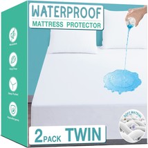 Lunsing Twin Mattress Protector Waterproof, 2 Pack and Soft - £46.27 GBP