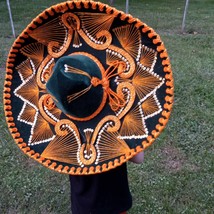 Sombrero Mariachi Hat Green Velvet Orange XXXXXXX Pigalle Mexico 23”  - £115.30 GBP