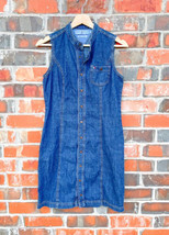 VTG Tommy Hilfiger Blue Denim Jean Button Front Dress Pocket Y2K 90s Women&#39;s 6 - £36.97 GBP