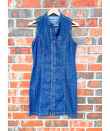 VTG Tommy Hilfiger Blue Denim Jean Button Front Dress Pocket Y2K 90s Wom... - €40,82 EUR