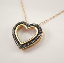 0.50Ct Coupe Ronde Noir Pendentif Coeur Diamant 14K Finition or Jaune Ch... - $88.16