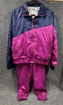 VTG NIKE Windbreaker Tracksuit Women Medium Colorblock Purple Blue Nylon Zip - £95.33 GBP