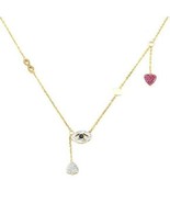 Gold Crystal Eye Heart Charm Necklace Pendant Style Rhinestone Chain Jew... - £18.82 GBP