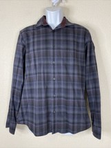 Apt 9 Men Size M Gray Plaid Button Up Shirt Long Sleeve Casual Pocket - £5.73 GBP