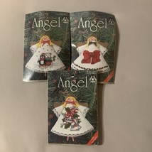 3 Counted Cross Stitch Kits Angel Ornaments Bow Silver Bells Polar Pals 18ct NIP - £7.58 GBP