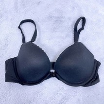 Victorias Secret Body Push Up Bra Black Underwire Padded Lined Lace Trim 34C - £22.19 GBP