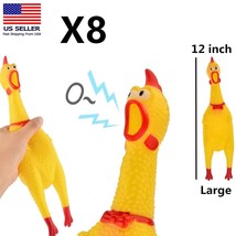 8x Large Fun Pet Dogs Shrilling Rubber Chicken Chew Sound Squeeze Screaming Toy - £21.67 GBP