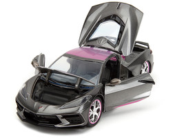 2020 Chevrolet Corvette Stingray Gray Metallic with Pink Carbon Hood and... - £33.66 GBP