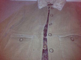 Sonoma Unisex Adult  Corduroy Jacket Coat Faux Fur Collar Brown Beige - $941.05 MXN