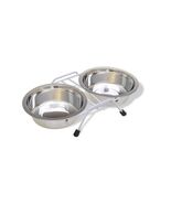 Stainless Steel Double Dish w/Wire Rack Silver 1ea/16 oz - Small Dog - $21.78