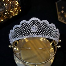 New Design Bridal Tiara Wedding Crown Headpiece Silver Color Zirconia Crown and  - £132.18 GBP