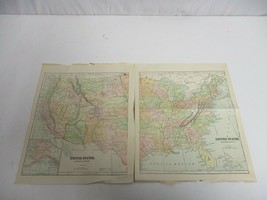  Antique 1893 Original Authentic Color Map United States 2 sections - £31.06 GBP