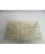  Antique 1893 Original Authentic Color Map United States 2 sections - £31.15 GBP