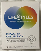 Pleasure Collection Assorted Lubricated Latex Condoms 36 Pack Sealed Retail Box - $11.89