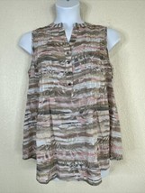 NWT Cocomo Womens Plus Size 1X Pink/Tan Leaves Pleated V-neck Top Sleeve... - $23.07