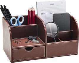 Gallaway Leather Desk Organizer - Office Stationery Storage Box Organize... - £35.29 GBP